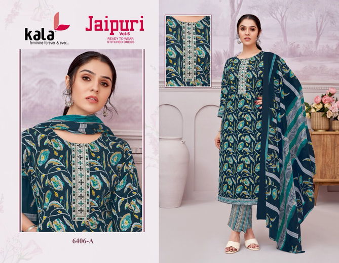 Jaipuri Vol 6 By Kala Cotton Printed Kurti With Bottom Dupatta Exporters In India